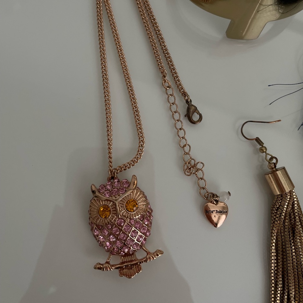 Betsey Johnson Owl Necklace and Jewelry Collection Bracelet Earing